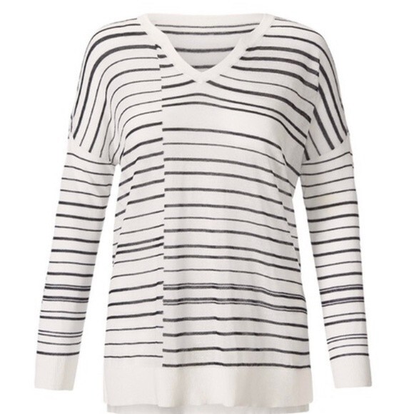 CAbi Captain Sweater Black and White Stripe Long Sleeve Knit Lightweight X-small - Picture 1 of 7